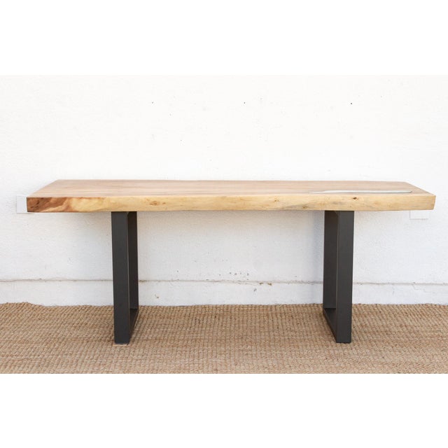 Contemporary Live Edge Thick Top Dining Table For Sale - Image 3 of 11
