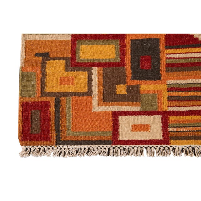 21st Century Modern Kilim Rug 4 '7'' X 6' 5''. For Sale - Image 10 of 12
