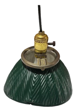 1930's Green Mercury Glass Industrial Pendant Light