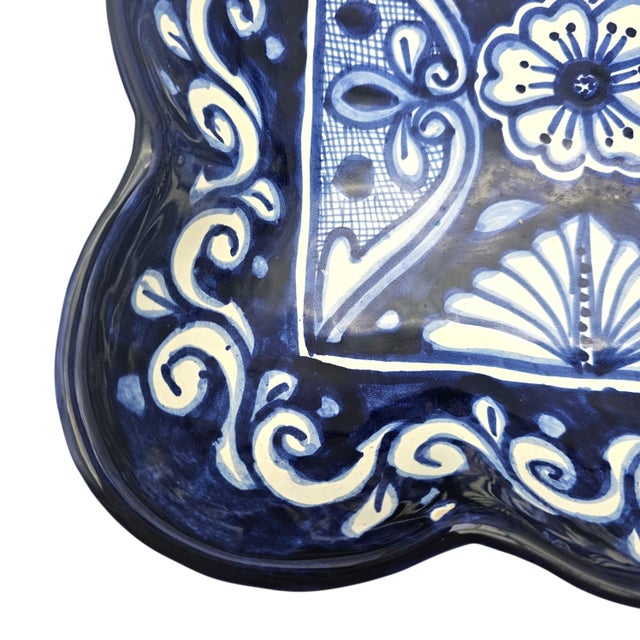 1980s Talavera Hand Painted Cobalt Blue Serving Bowl Set Mexico 3 Piece 10.5" For Sale - Image 14 of 18