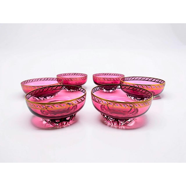 Cranberry Red Murano Glass Bowls attributed to Seguso, 1960s, Set of 6 For Sale - Image 9 of 10
