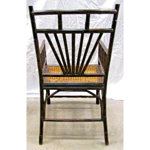 Black 1950s Burnt Bamboo Cane Seat Dining Chairs- Set of 4 For Sale - Image 8 of 18