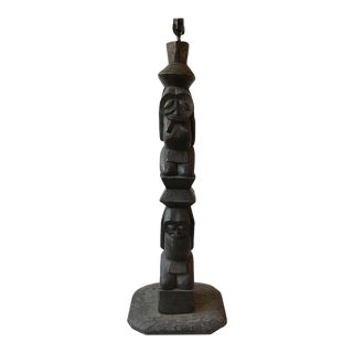 1960s Wood TOTEM Pole Lamp For Sale
