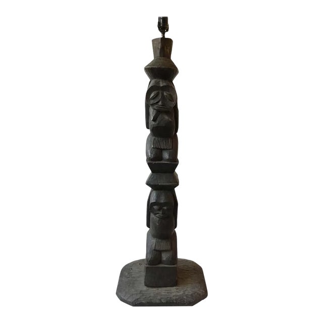 1960s Wood TOTEM Pole Lamp For Sale