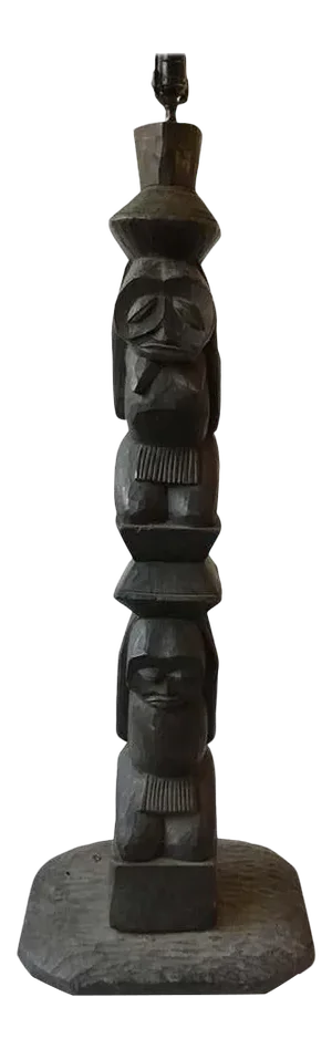 1960s Wood TOTEM Pole Lamp