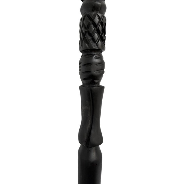 Tribal Vintage Black Lion Wood Cane For Sale - Image 3 of 6