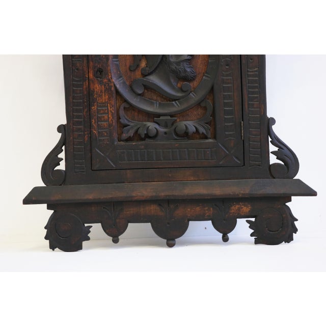 Antique Spanish Wall Cabinet with Knight Dark Patina, 1890 For Sale - Image 3 of 9