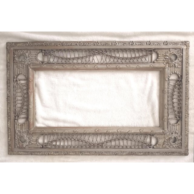 Early 20th Century American Gesso and Wood/Wicker Gold Leaf Ornate Picture Frame, Heywood Wakefield/Paul Frankl Style For Sale - Image 11 of 11