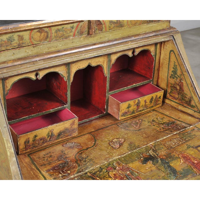 19th Century Venetian Lacquer Painted Secretary Bookcase Desk For Sale - Image 14 of 18
