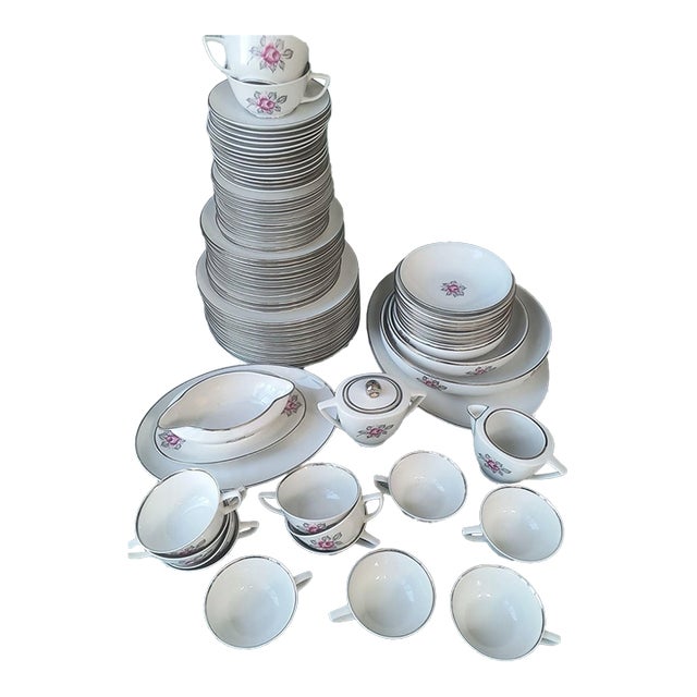 1950s Mid-Century Modern “Normandy Rose” Parisienne by Royal Jackson. 12 - Person 81 Piece Set For Sale