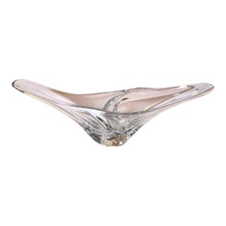 Daum France Sculptural Curvilinear Crystal Art Glass Fruit Bowl Centerpiece For Sale