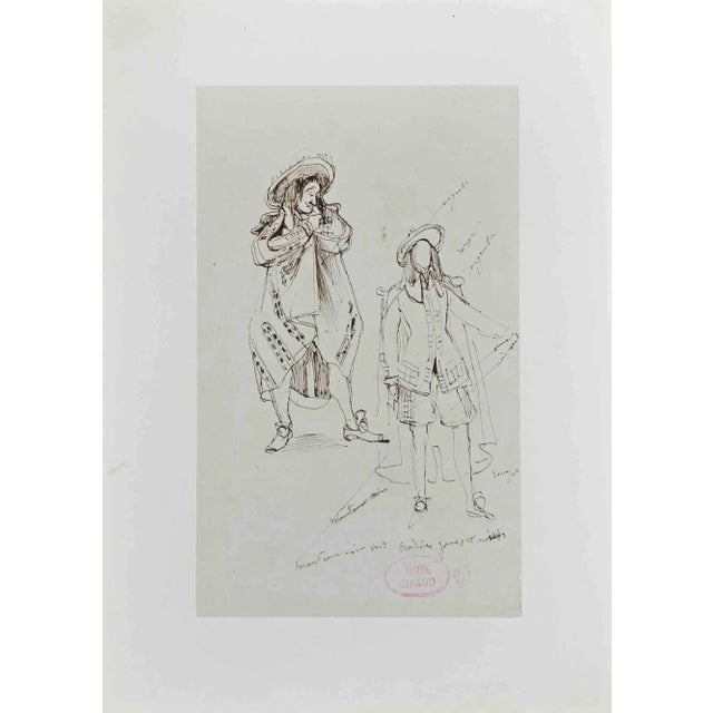 Profiles is an Original Drawing in Ink realized by Eugène Giraud in the late 19th Century. Good conditions. The delicate...