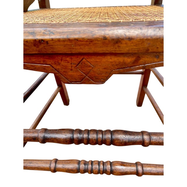 Antique Eastlake Victorian Walnut Dining Side Hall Accent Chair W Cane Seat For Sale - Image 14 of 16