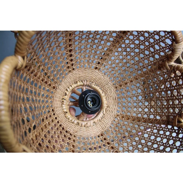 Brown Bamboo, Straw and Brass Pendants, Italy, 1970s, Set of 2 For Sale - Image 8 of 13