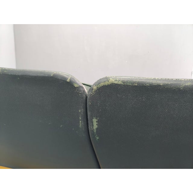 Green Mid-Century Modern Green Leather Two-Seat Sofa, Czechoslovakia, 1970s For Sale - Image 8 of 15
