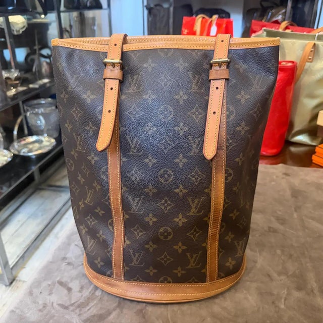 Brown A 2006 Louis Vuitton Monogram Coated Canvas and Leather Bucket Gm Tote Bag For Sale - Image 8 of 14