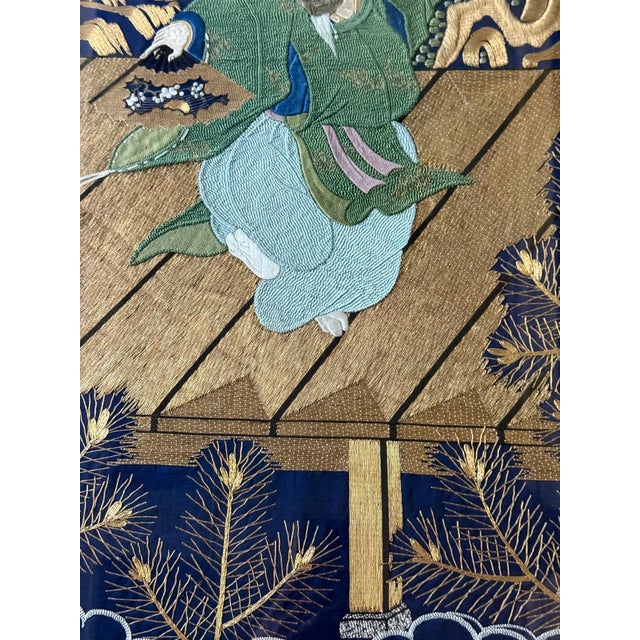 Framed Large Japanese Embroidery Silk Fukusa of Superb Quality Meiji Period For Sale - Image 17 of 18