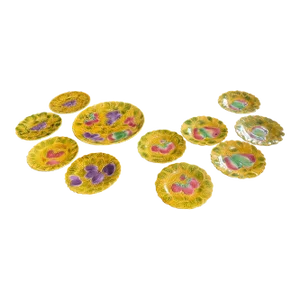 French Sarreguemines Faience Majolica Dessert Plates & Platter - 11 Pieces