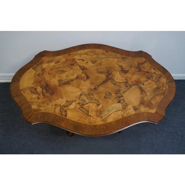 Mid 20th Century Antique Vintage Renaissance Revival Burled Walnut 68" Pedestal Dining Table For Sale - Image 5 of 5