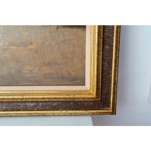 Large Dutch Hague School Windmill Landscape Oil Painting with Polder Lake & Sailboat by Victor Bauffe, Circa 1900, Framed For Sale - Image 9 of 18