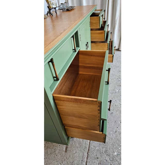 Thomasville Green Dresser, Tamerlane Collection, Mid Century Modern, Credenza 1950's For Sale - Image 13 of 16