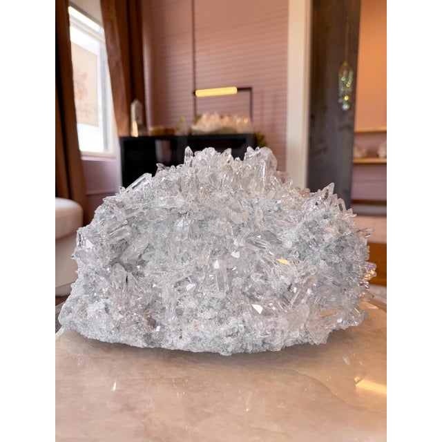 Himalayan Quartz Crystal Cluster – High Clarity Multi-Point Formation, Sculptural Natural Specimen "Odette" For Sale In Greenville, SC - Image 6 of 18