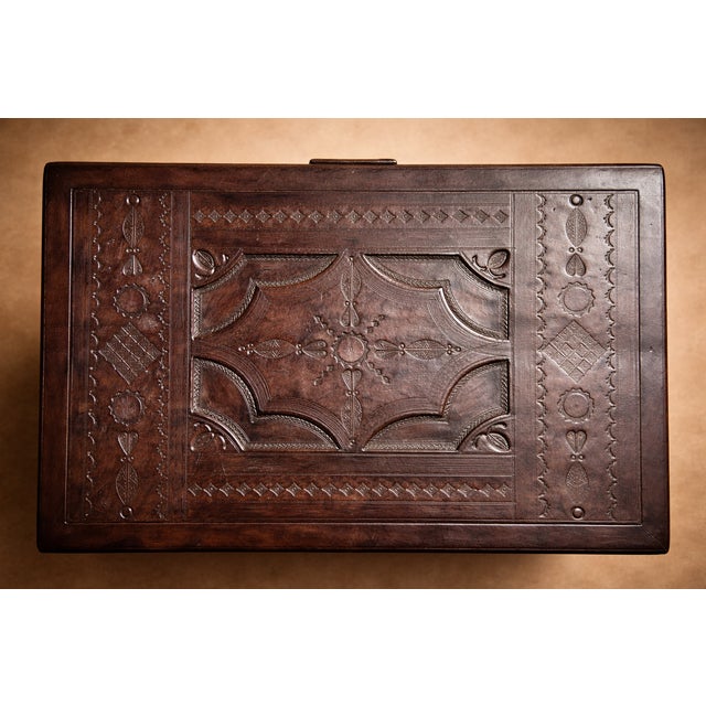 Tuareg Leather and Wood Trunk For Sale - Image 6 of 8
