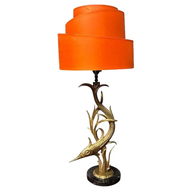 Mid-Century Brass Swordfish Table Lamp For Sale