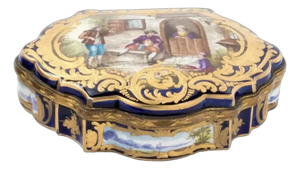 1840 Sevres Louis XVI Blue Gold Porcelain Box - 1 Pc