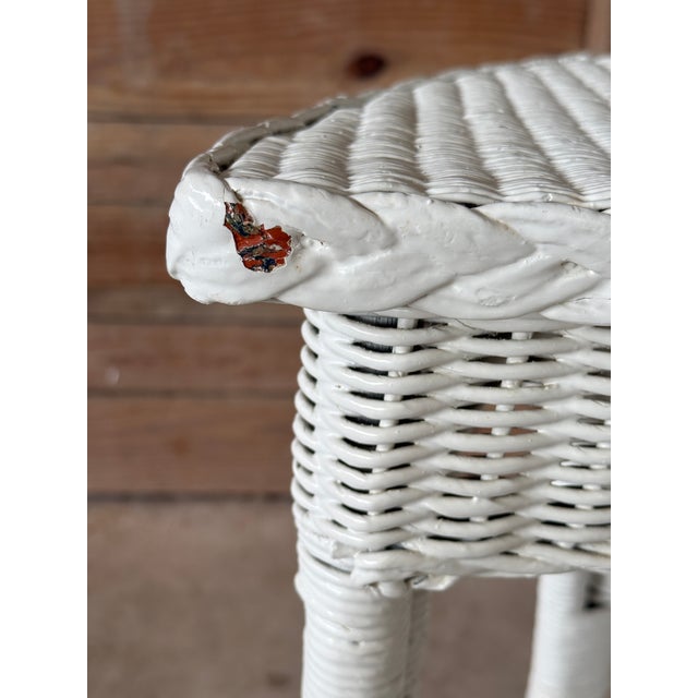 Wood Antique Karpen Fiber Rush Wicker Demi Lune Table, Chicago & New York, Circa 1900–1915 For Sale - Image 7 of 12