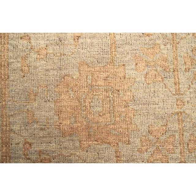 Cream 9x12 Soft Washed Oushak Rug | Afghan Hand-Knotted Floral Wool Rug For Sale - Image 8 of 10