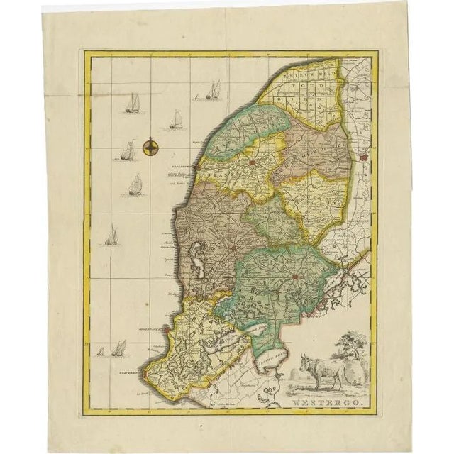 Antique Map of Westergo by Tirion, 1744 For Sale