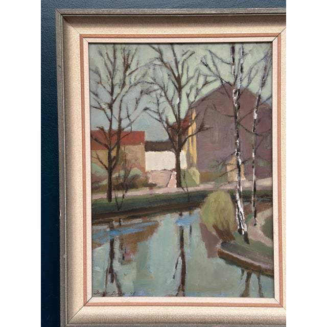 Ingvar Björk, Landscape with Trees & Buildings, 1948, Oil on Canvas, Framed For Sale - Image 15 of 18