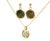 This exquisite antique set features a pair of drop earrings and a matching coin pendant necklace, crafted in 14K yellow...