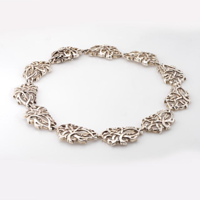 Stylish Ilias Lalaounis necklace crafted in sterling silver (circa 1980s). A striking vintage sterling silver necklace by...