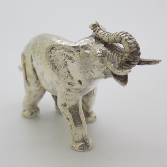 Vintage Italian Handmade Genuine Silver Elephant Large Figurine Miniature For Sale - Image 4 of 9