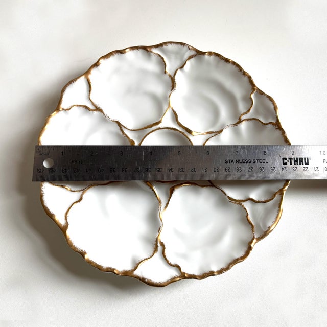 Limoges, France Antique Limoges Gilt Oyster Plate by C. Ahrenfeldt – France, C. 1890–1910 For Sale - Image 4 of 4