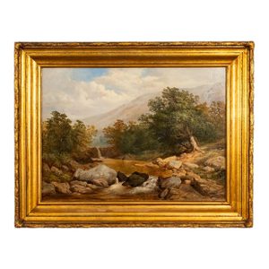 Antique English 19th Century Oil Painting River Lyn Landscape Barnstaple Devon by Albert Lane