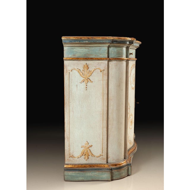 Italian Hand-Painted Distressed Credenza With Gold Leaf Accents For Sale - Image 4 of 4