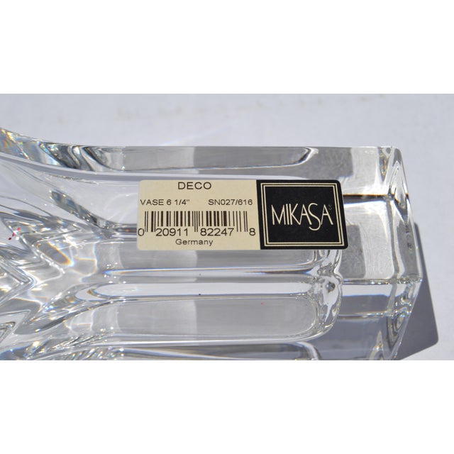 Mikasa Art Deco Heavy Crystal 8 Inch Vase v Shaped Mid-Century Modern For Sale - Image 11 of 13