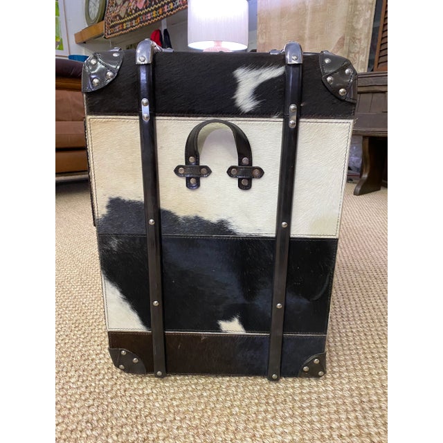 1990s 1990s Spotted Cow Hide Travel Trunk/Side Table W 2 Drawers For Sale - Image 5 of 12