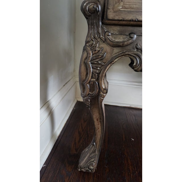 1990s Lillian August French Provincial Painted Floral Slant-Front Secretary Desk With Brass Gallery For Sale - Image 12 of 18