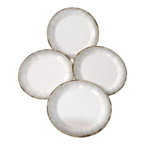 Set of 4 Tommy Bahama Melamine Coastal Beach Shell Sand Bronze Rim Dinner Plates