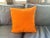 Vivid tangerine decorative pillow with nice woven knit texture. 14" x 14" x 5.5” deep Great vintage condition. Minor piling.