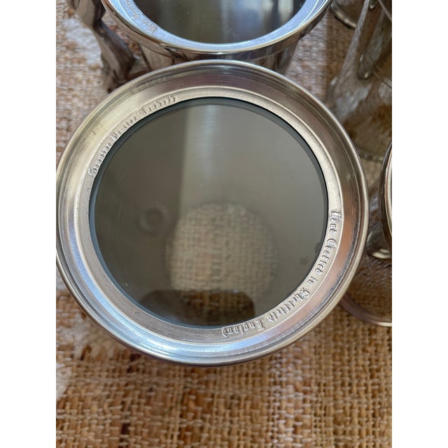 This set of 6 pewter tankard mugs features a unique lion handle design, adding a touch of charm to your collection.