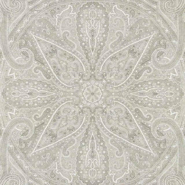 Zoffany Grand Paisley Wallpaper in Silver For Sale