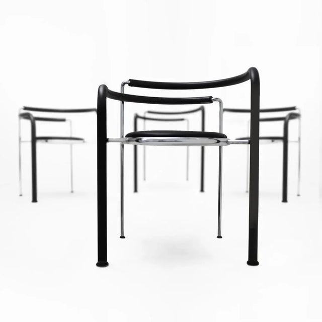 Metal Dark Horse Chairs in Chrome and Black Leather by Rud Thygesen and Johnny Sorensen for Botium, 1980s, Set of 4 For Sale - Image 7 of 10