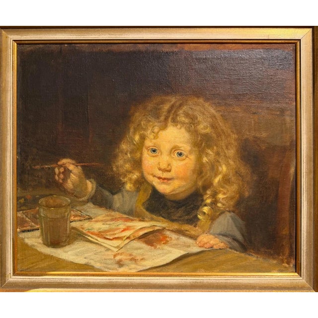 Heinrich Pforr, Portrait of Granddaughter Heidi Pforr, 1948, Oil Painting on Canvas, Framed For Sale - Image 12 of 12