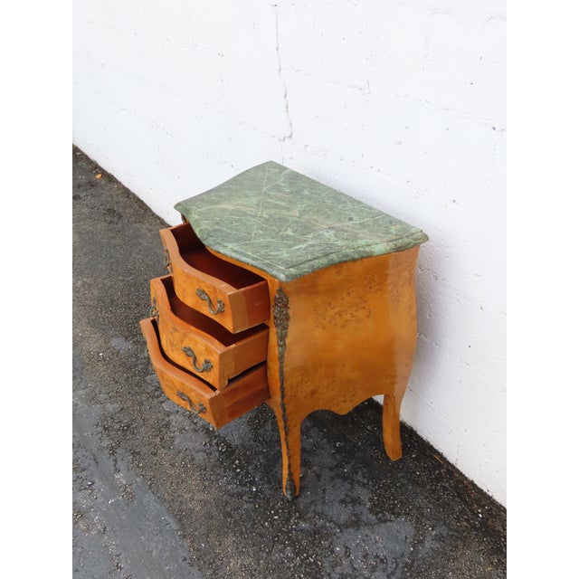 French Marble Top Bombay Serpentine Burlwood Commode Nightstand 6346 For Sale In Miami - Image 6 of 16