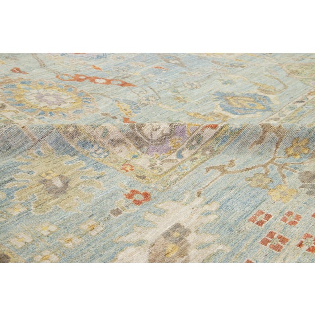 2010s Apadana's Allover Modern Sultanabad Oversized Wool Rug Handmade in Blue For Sale - Image 5 of 10
